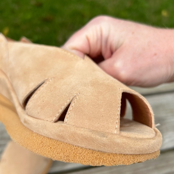 YES Brand Shoes April Peeptoe Slingback Mini Wedge Tan 40 9 - Picture 8 of 12